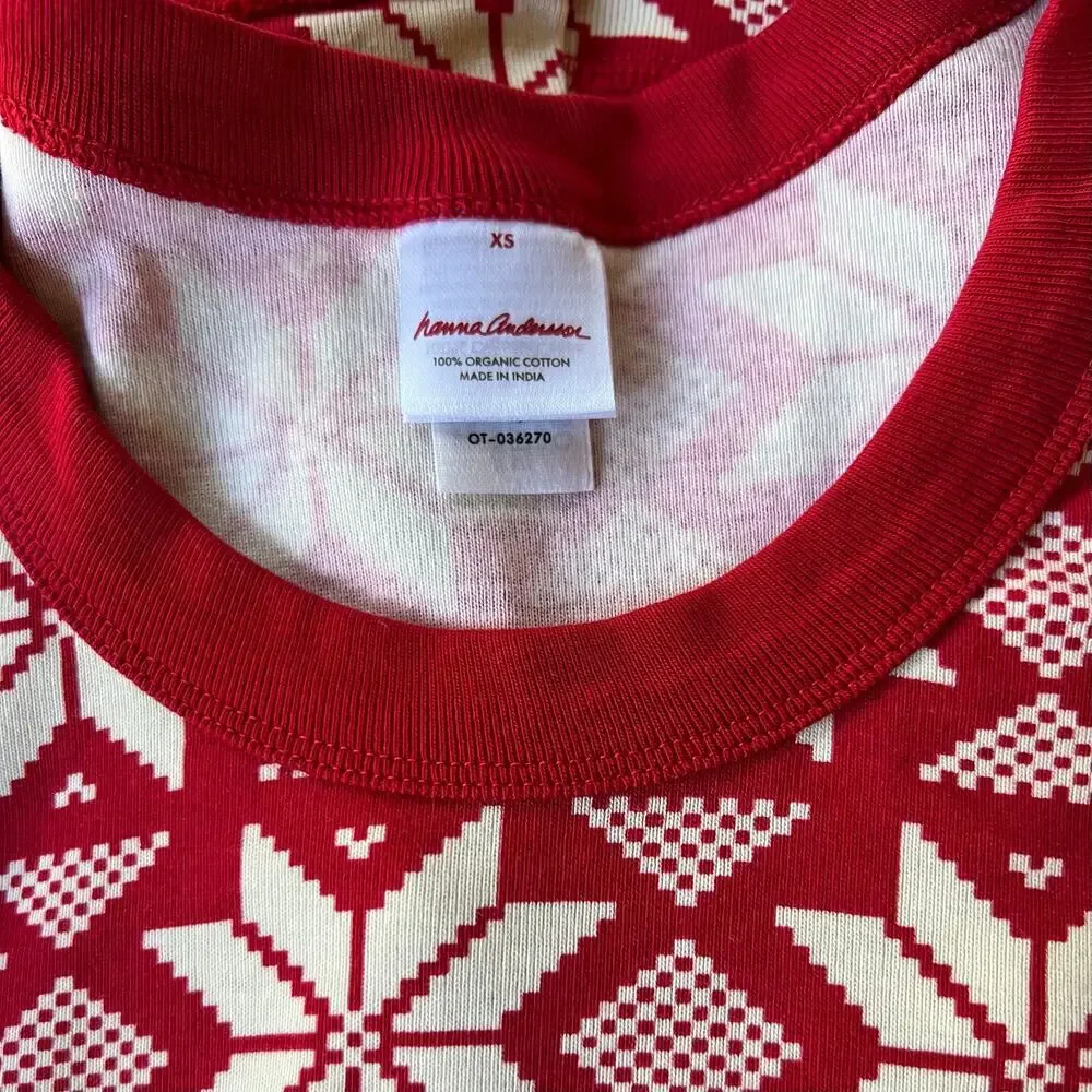 Hanna Andersson Adult Scandi Snowflake Long John Pajama Top M & XS Bundle 2